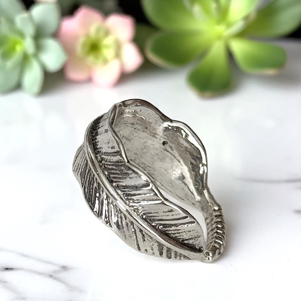 5 For $25💫Trendy Modish Silver Feather Ring